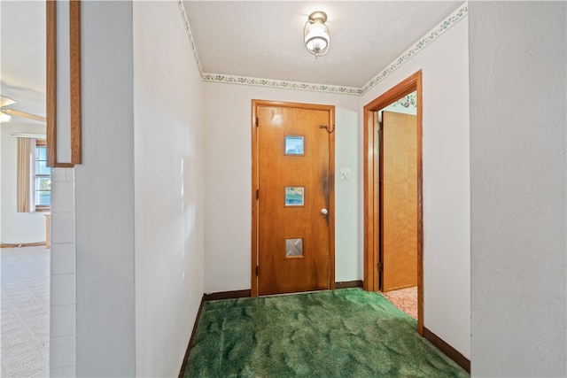 entryway featuring carpet flooring