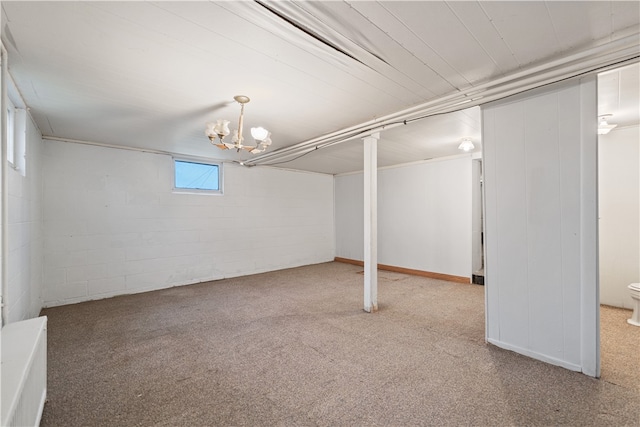 basement with carpet floors