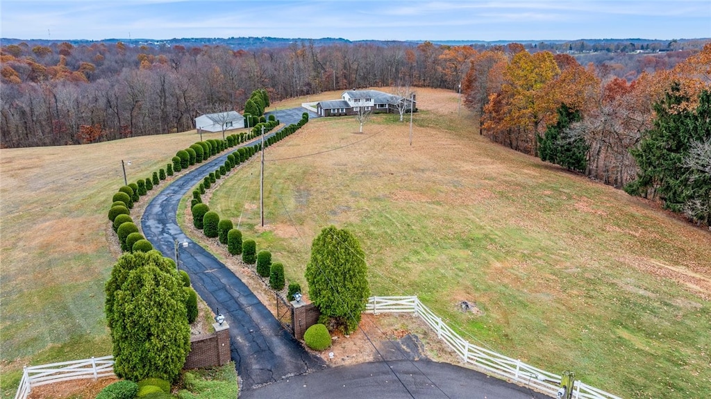 aerial view with a rural view