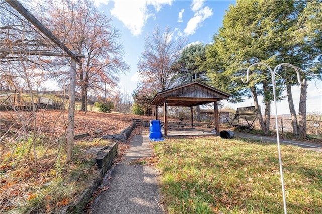 view of yard featuring a gazebo