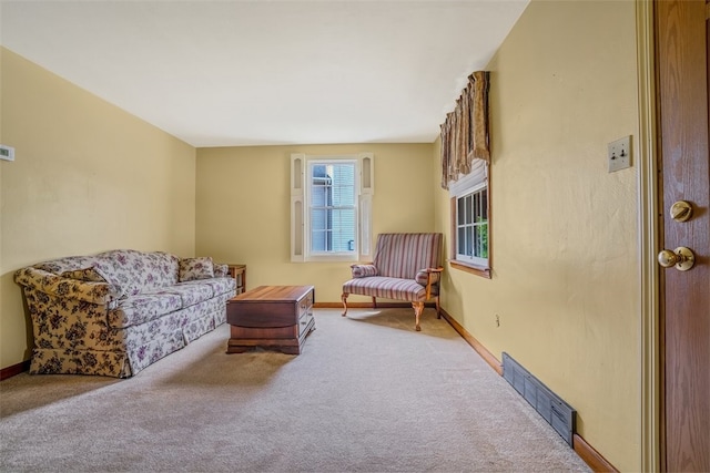 sitting room featuring carpet