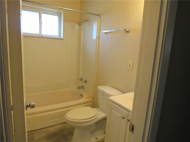 full bathroom with vanity, toilet, and shower / bathtub combination