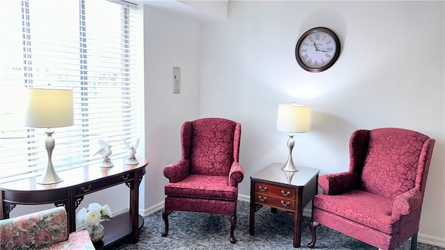 sitting room featuring carpet floors