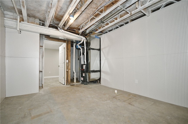 basement featuring heating unit