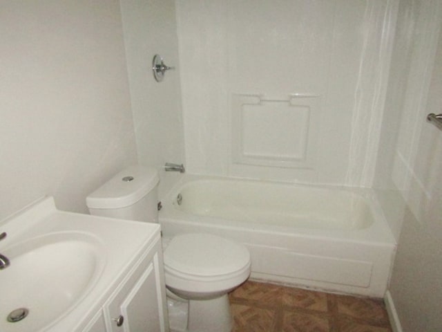 full bathroom featuring toilet, vanity, and shower / bath combination