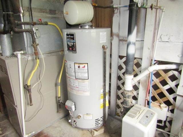 utility room featuring water heater