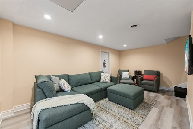 living room featuring light hardwood / wood-style flooring