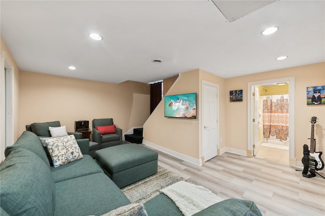 living room featuring light wood-type flooring