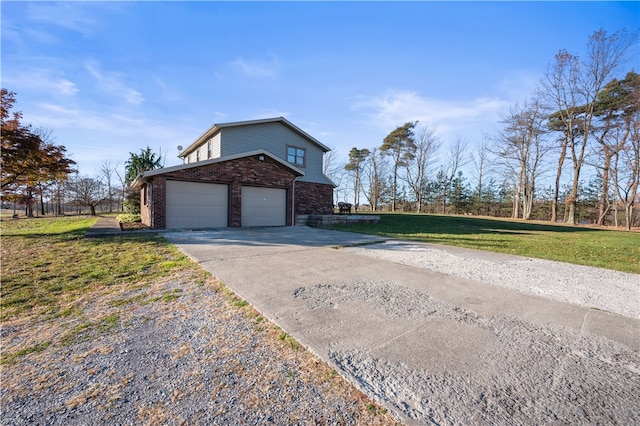 front facade with a front yard and a garage