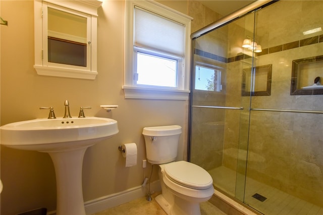 532 W Sunbury Rd, Center Twp But, PA 16001 - bathroom featuring toilet, an enclosed shower, and sink