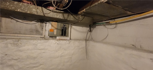 basement with electric panel