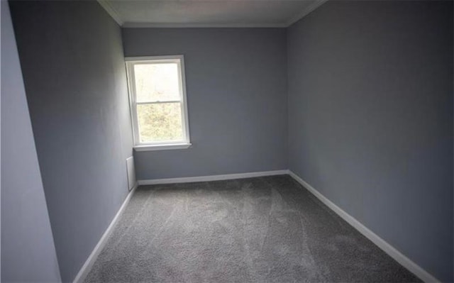 empty room with carpet flooring and ornamental molding