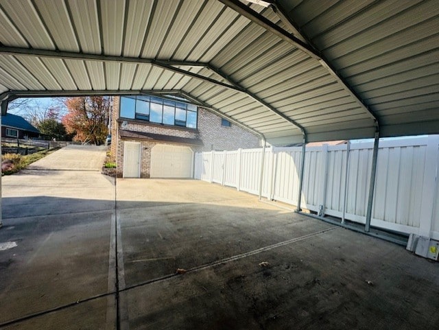 garage with a carport