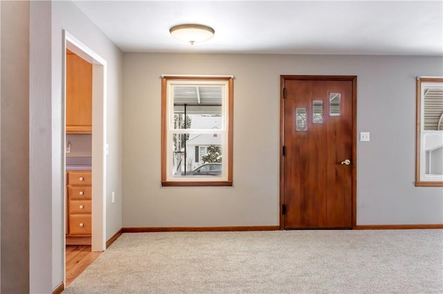 view of carpeted foyer