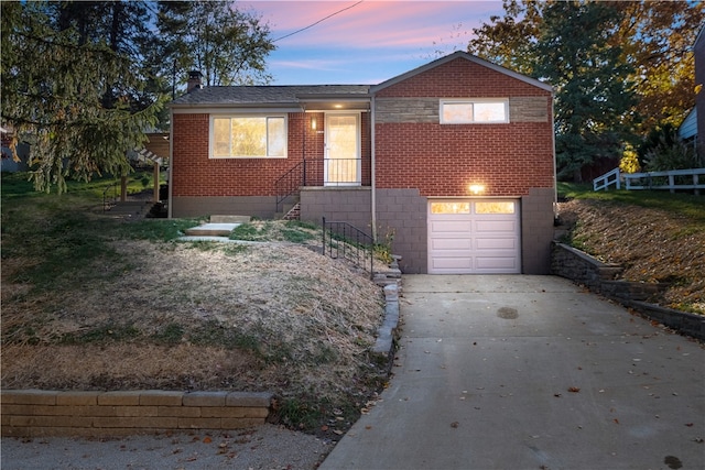 view of front facade with a garage