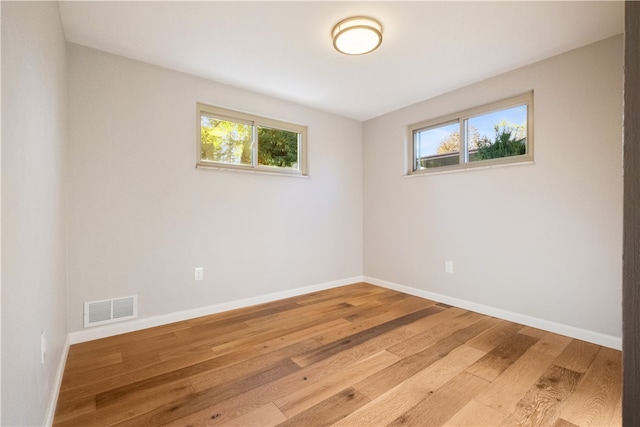 empty room with a wealth of natural light and hardwood / wood-style flooring