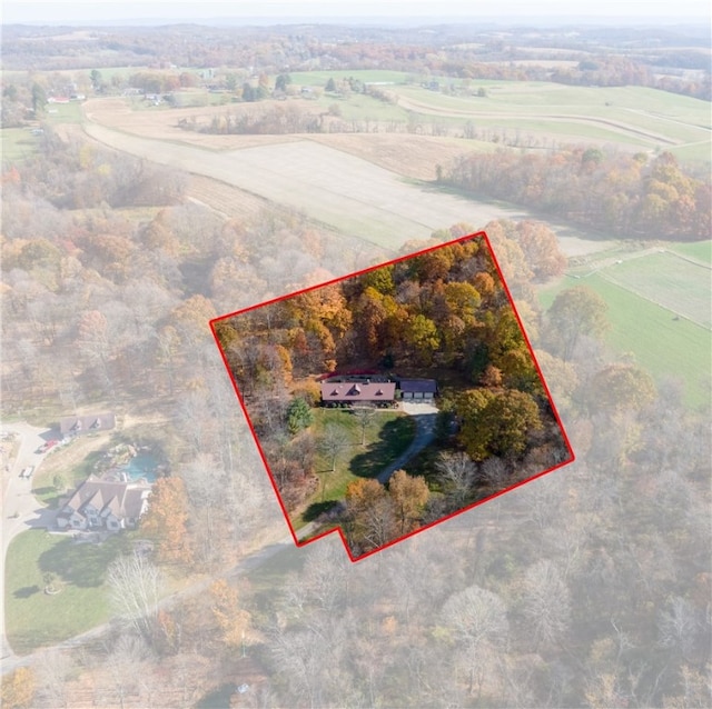 aerial view with a rural view