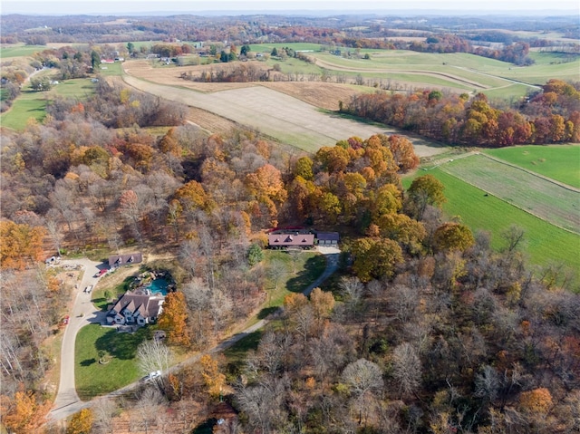 bird's eye view with a rural view