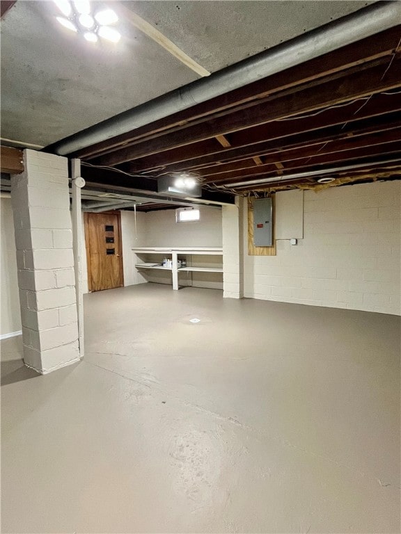 basement with electric panel