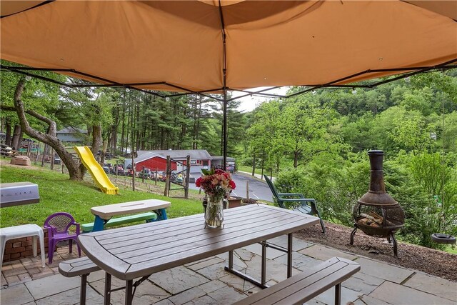 view of patio / terrace featuring a playground