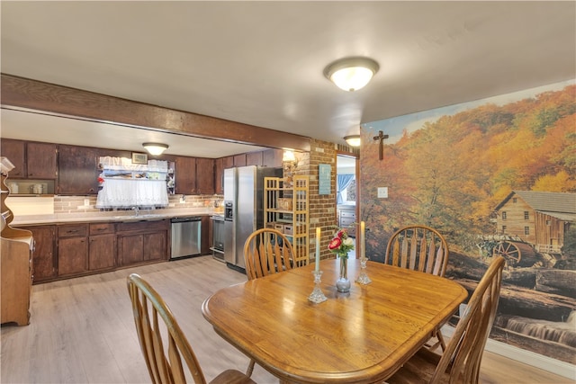 dining room with light hardwood / wood-style floors