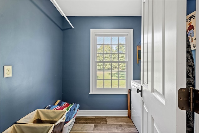 entryway with dark wood-type flooring