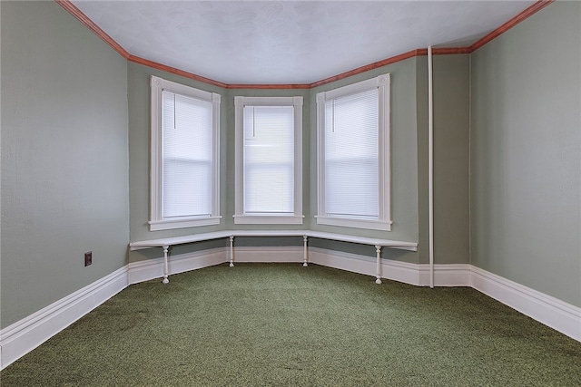 carpeted empty room with crown molding