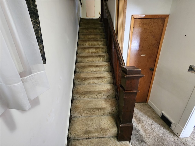 staircase with carpet