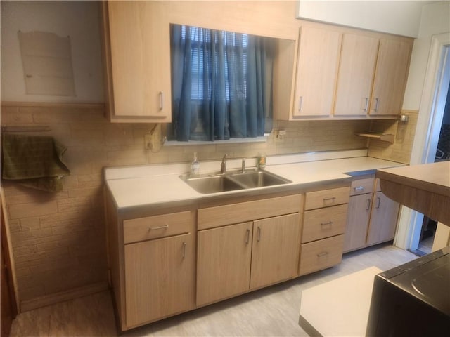 8298 Ohio River Blvd, Emsworth, PA 15202 - kitchen with light brown cabinets, a sink, and light countertops