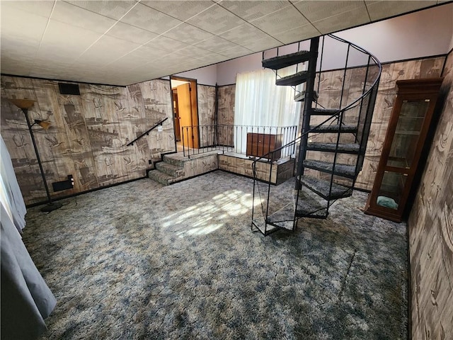 8298 Ohio River Blvd, Emsworth, PA 15202 - unfurnished living room with carpet and stairway