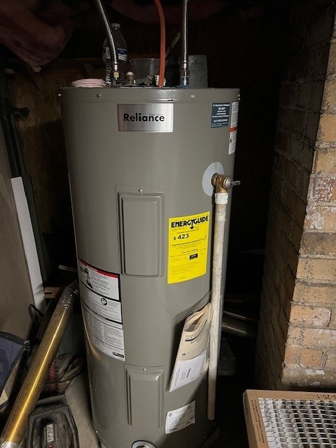 utility room with water heater