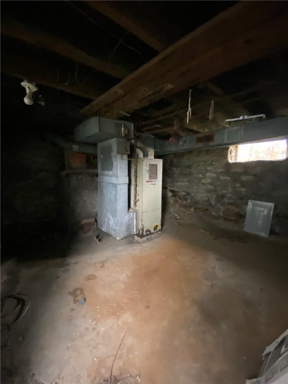 basement with heating unit