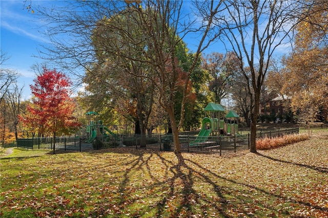 view of yard with a playground