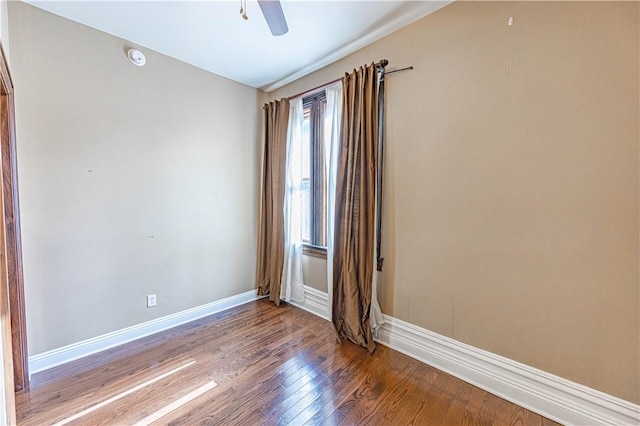 1718 Sarah St, South Side, PA 15203 - empty room with wood finished floors, baseboards, and ceiling fan