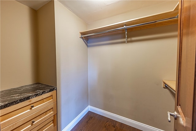 walk in closet featuring dark hardwood / wood-style flooring