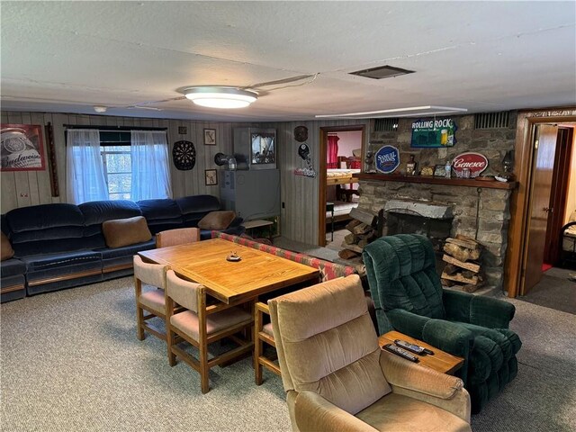 262 Shelby Ln, Northampton Township, PA 15538 - carpeted living room featuring a fireplace