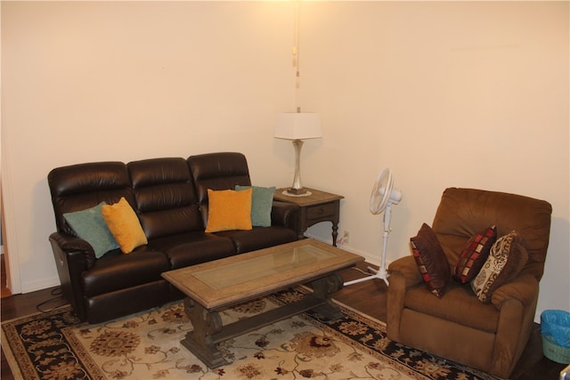 living room with hardwood / wood-style floors