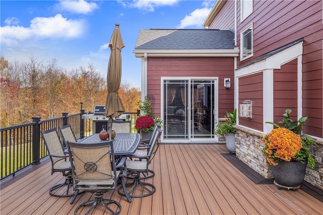 deck featuring grilling area