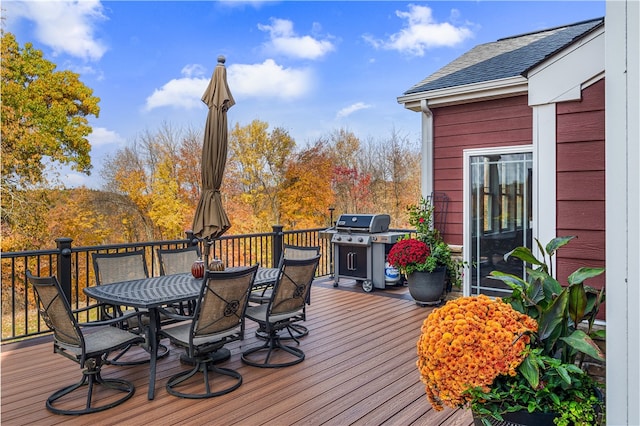 deck featuring area for grilling