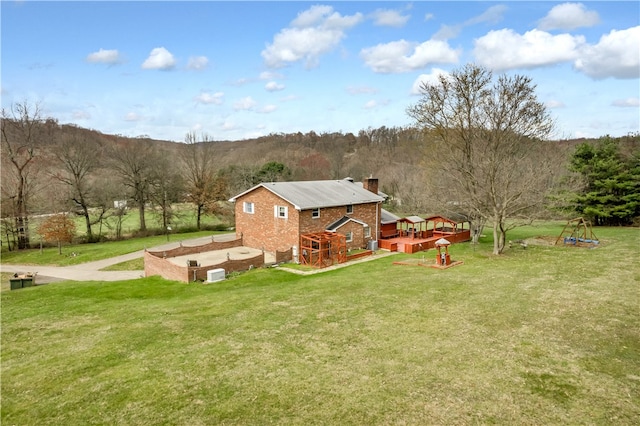 view of yard featuring a deck