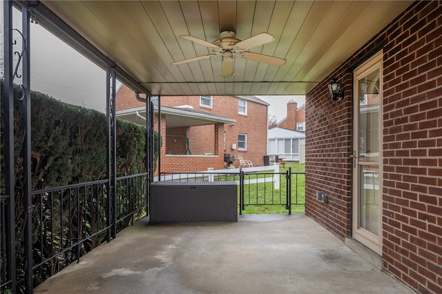 view of patio / terrace with covered porch and ceiling fan