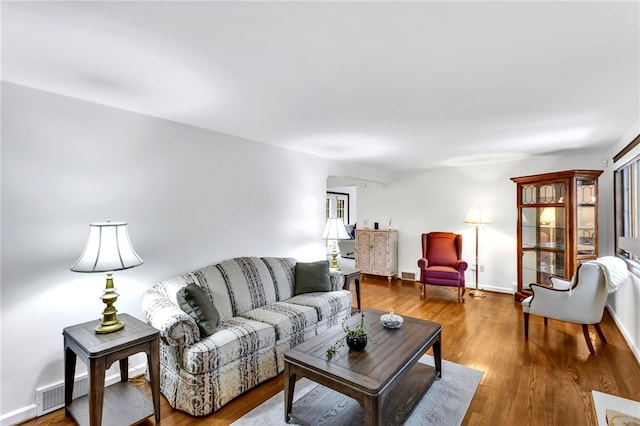 living room featuring wood-type flooring