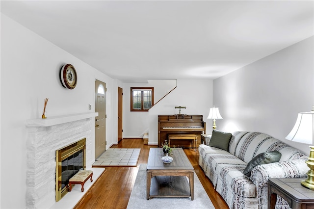 living room featuring light hardwood / wood-style floors