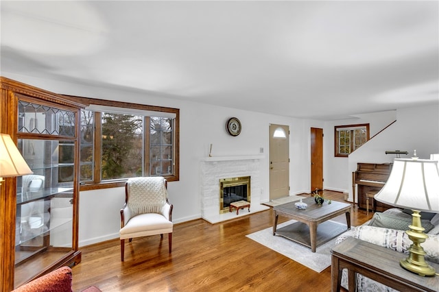 living room with hardwood / wood-style floors