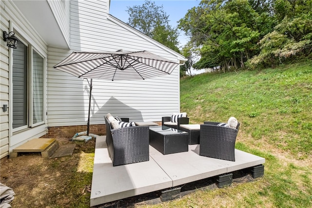 view of patio / terrace featuring an outdoor living space