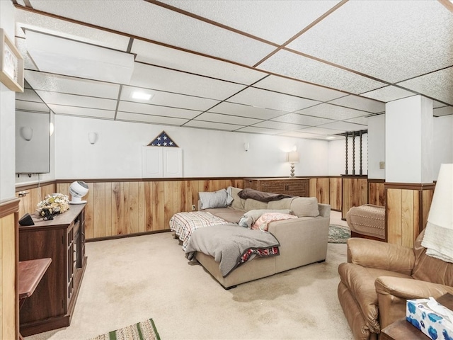 interior space featuring wood walls