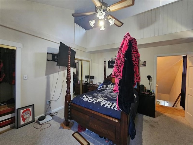 bedroom with carpet and ceiling fan