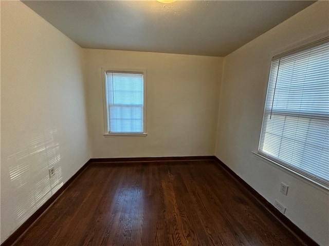 empty room with dark wood-type flooring