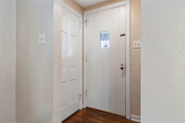 entryway with dark hardwood / wood-style floors