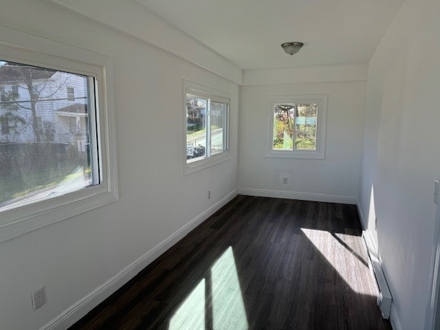 empty room featuring dark wood-type flooring